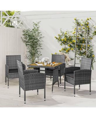 Outdoor Dining Set Grey PE rattan Medium Durable
