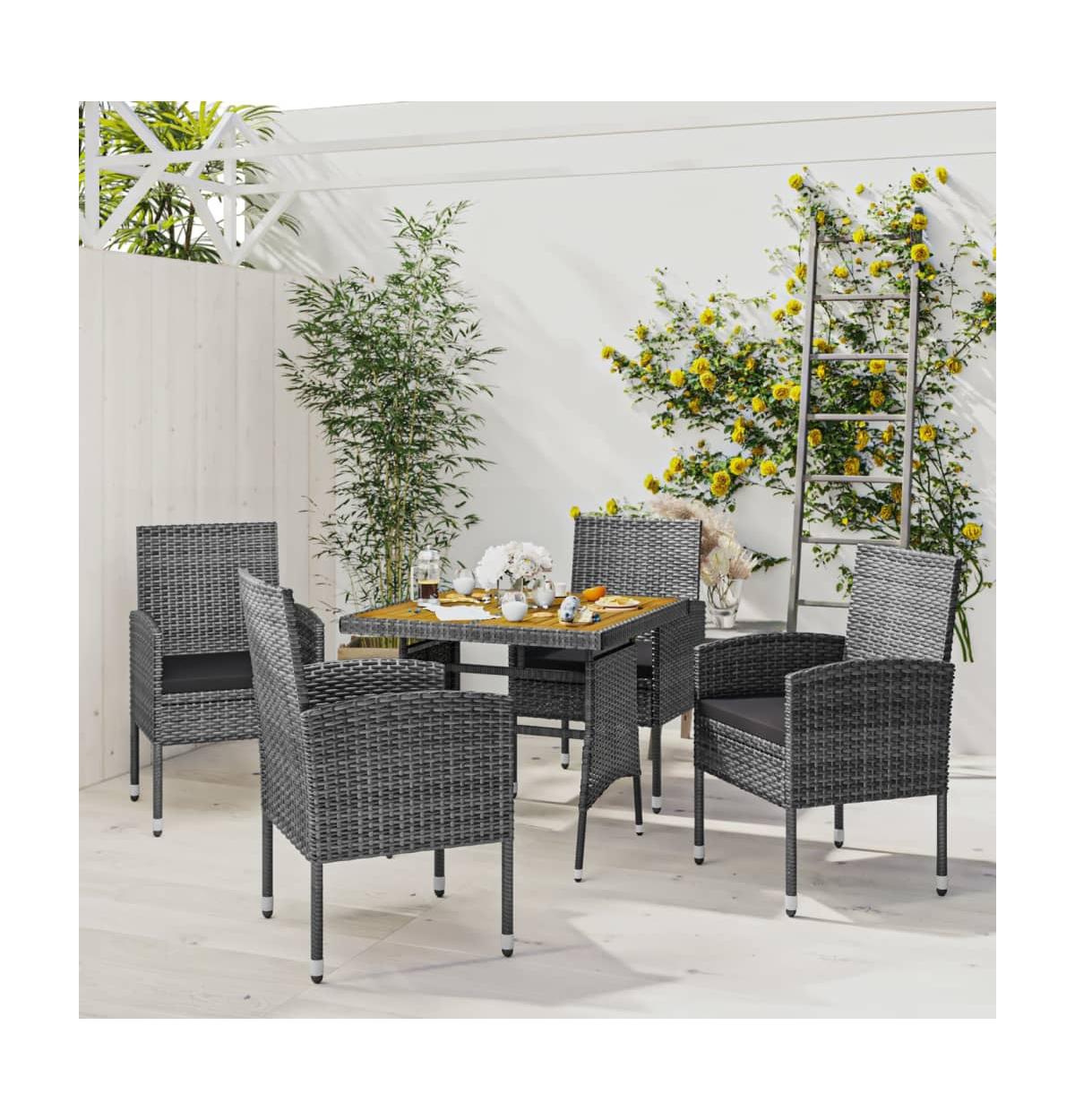 VidaXL Outdoor Dining Set Grey Pe rattan Medium Durable