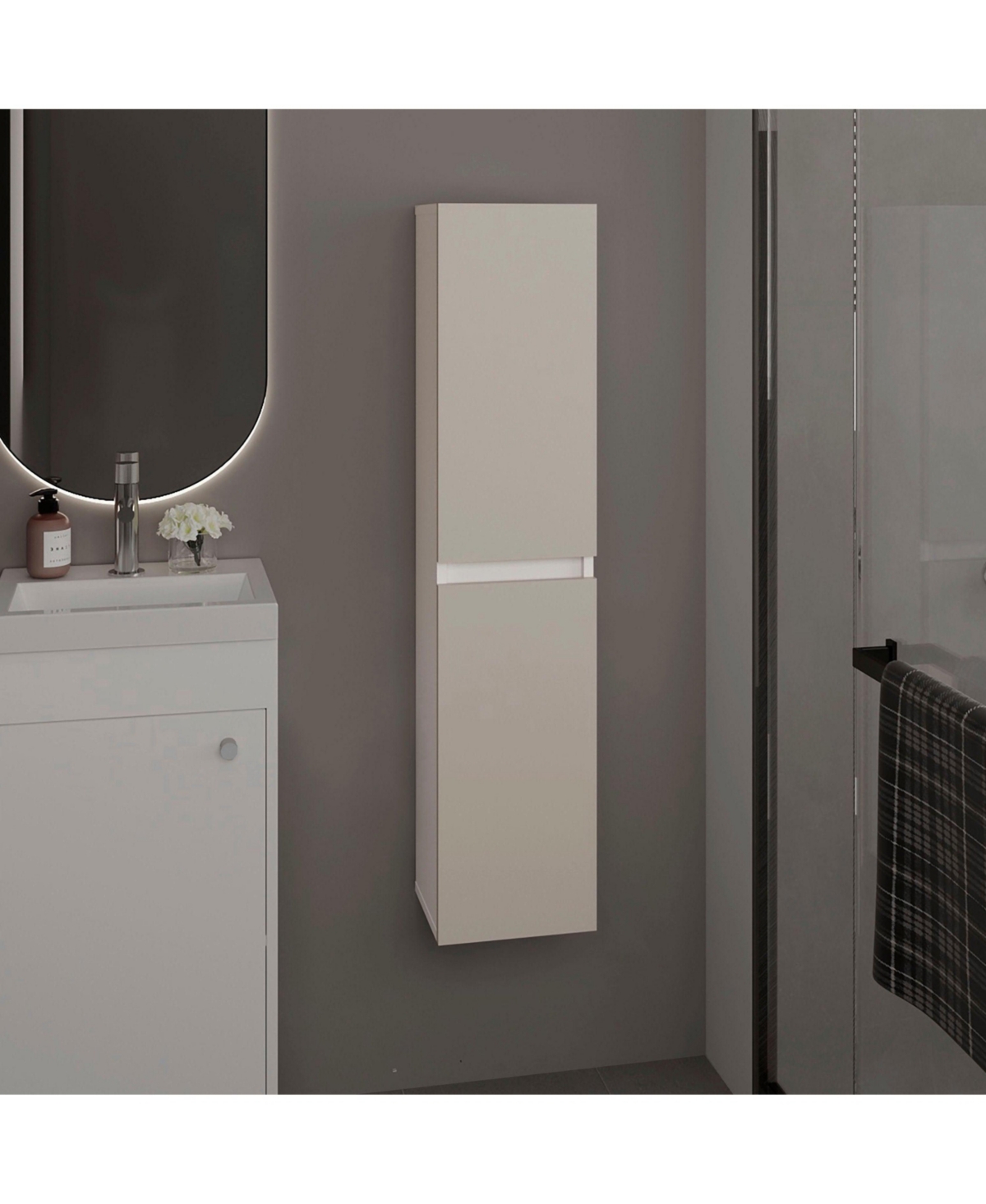 Depot E-Shop Burgaw Bathroom Cabinet, 2 Doors, 4 Shelves