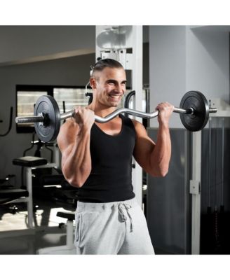 1" Standard Weightlifting Barbell - Threaded EZ Curl Bar with Star Collars