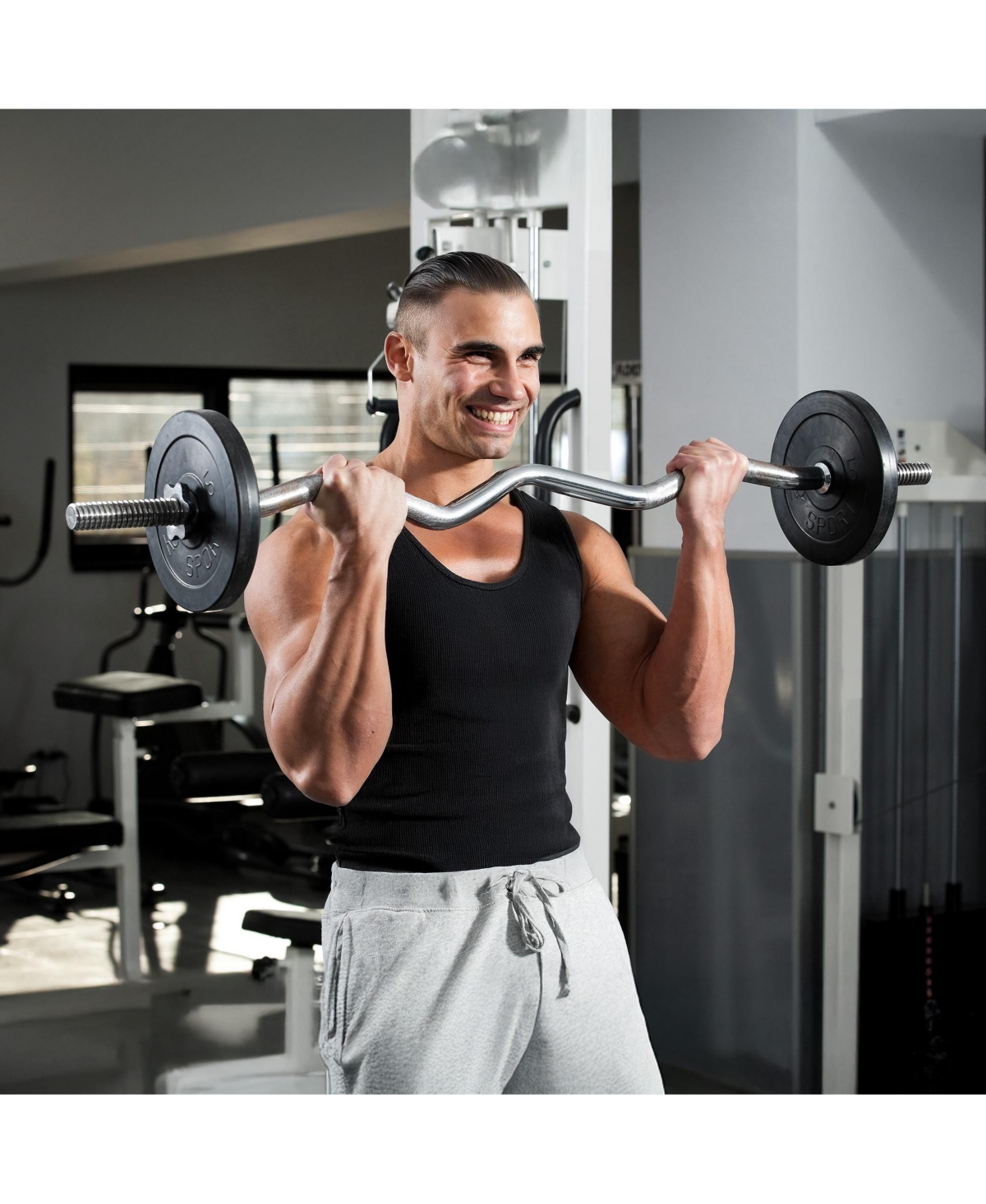 Philosophy Gym 1" Standard Weightlifting Barbell - Threaded Ez Curl Bar with Star Collars