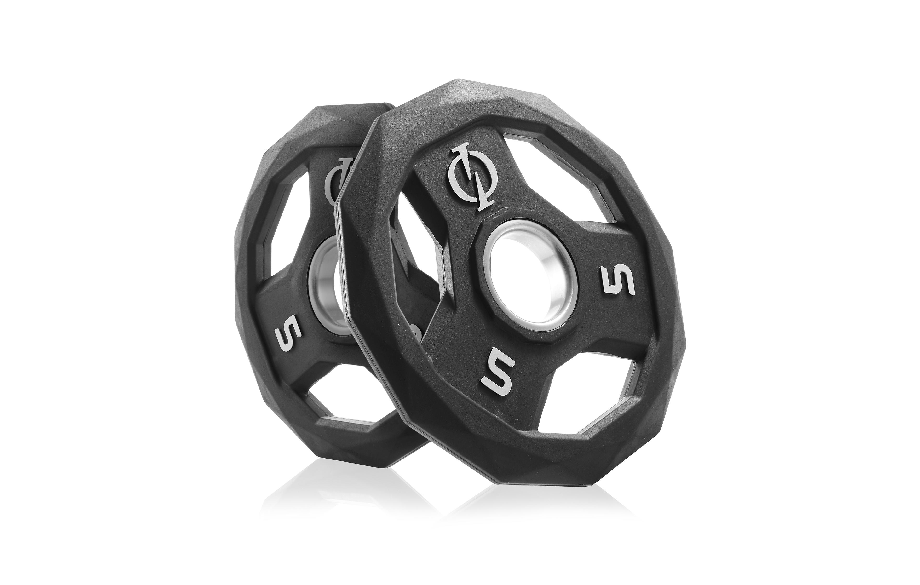 Philosophy Gym Set of 2 Rubber Coated 2-inch Olympic Grip Weight Plates (5 Lb each) for Weightlifting