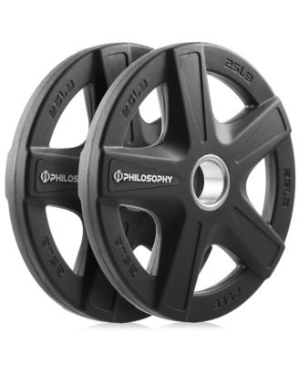 Set of 2 Rubber Coated 2-inch Olympic Grip Weight Plates (25 LB each) for Weightlifting