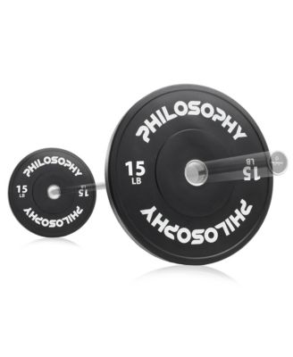 Set of 2 Olympic 2-Inch Rubber Bumper Plates (15 LB each) Black