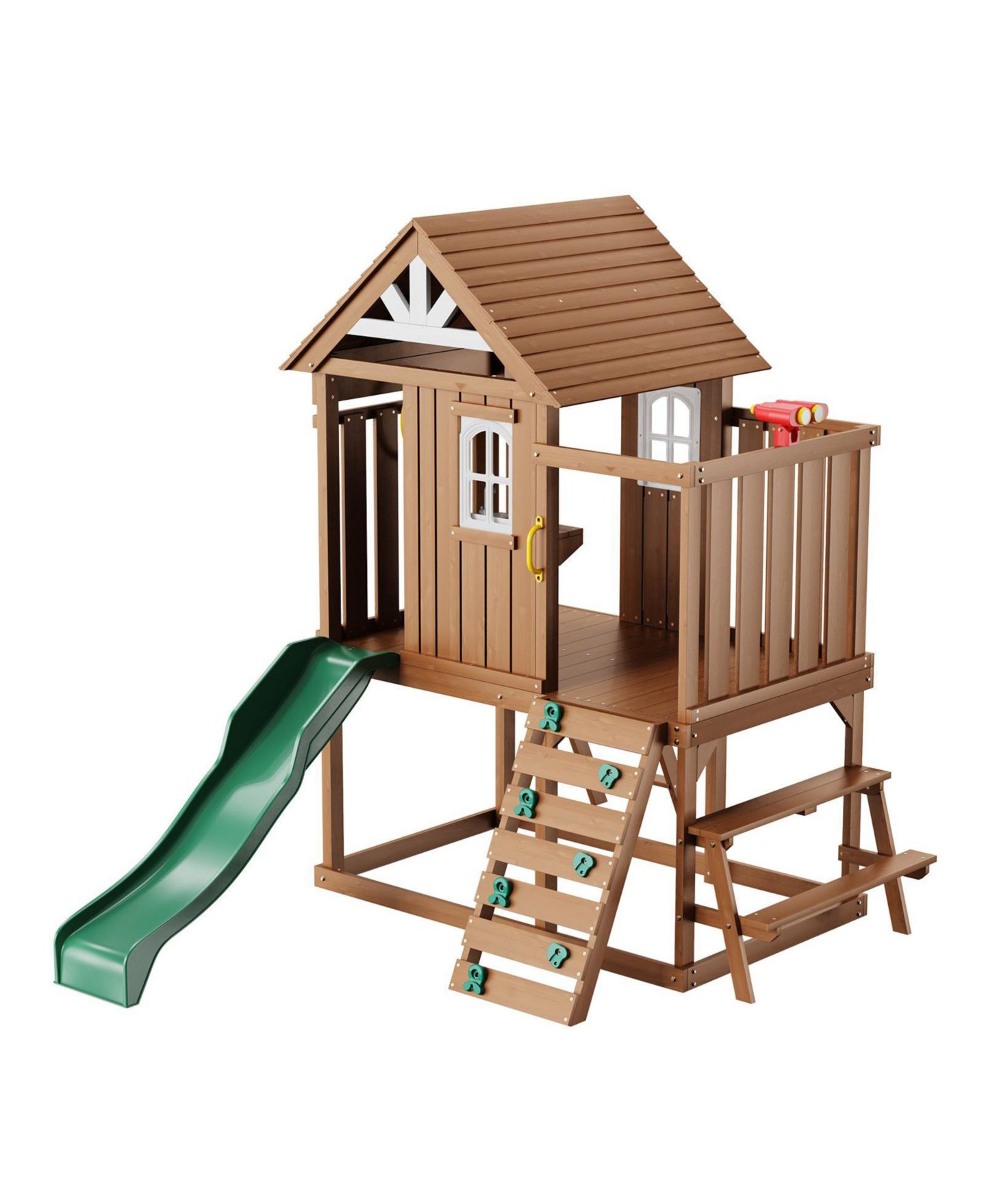 Детская игрушка Slickblue Kids Garden Playhouse with Slide and Ladder, цвет: Коричневый — фото 11