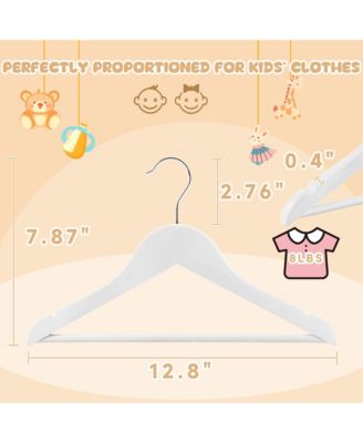 Kids Wooden Hangers with Pants Bar, Baby Solid Wood Clothes Hangers