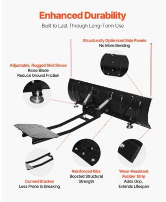 Snow Plow Blade Kit, 43"-60" Adjustable Width, Universal ATV/UTV Mount, Rubber Flaps, Heavy-Duty Steel