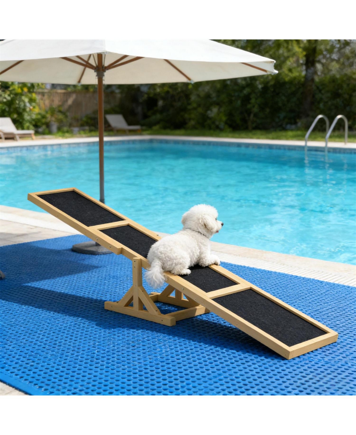 Aostirmotor Wooden Dog Agility Seesaw for Outdoor in Yellow