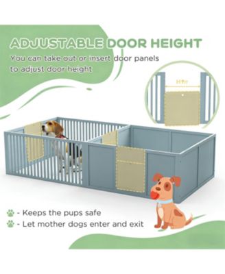 Extra Large 81" Whelping Box with Two-Room Design for Dogs in Light Grey