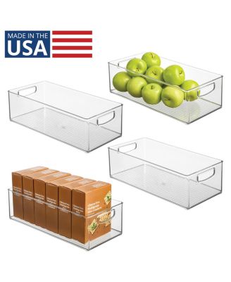 Plastic Stackable Pantry Bin with Handles, Set of 4, Clear