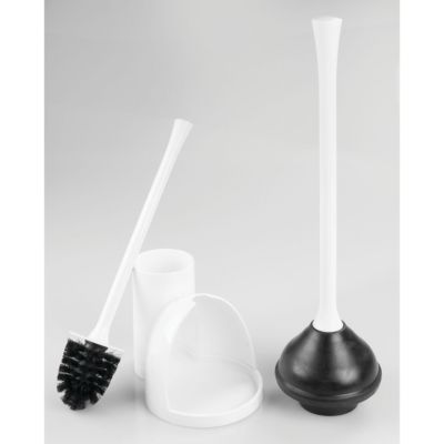iDesign Compact Bowl Brush and Plunger Set - White