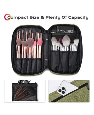 Travel Makeup Brush Holder Bag Cosmetic Brush Organizer Rococo Green