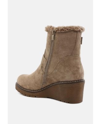 Womens Big horn Faux Fur Harness Boots