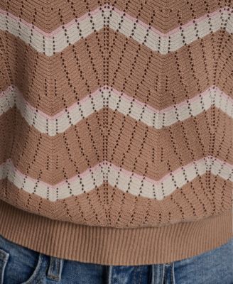 Women's Sleeveless Crew Neck Stripe Sweater