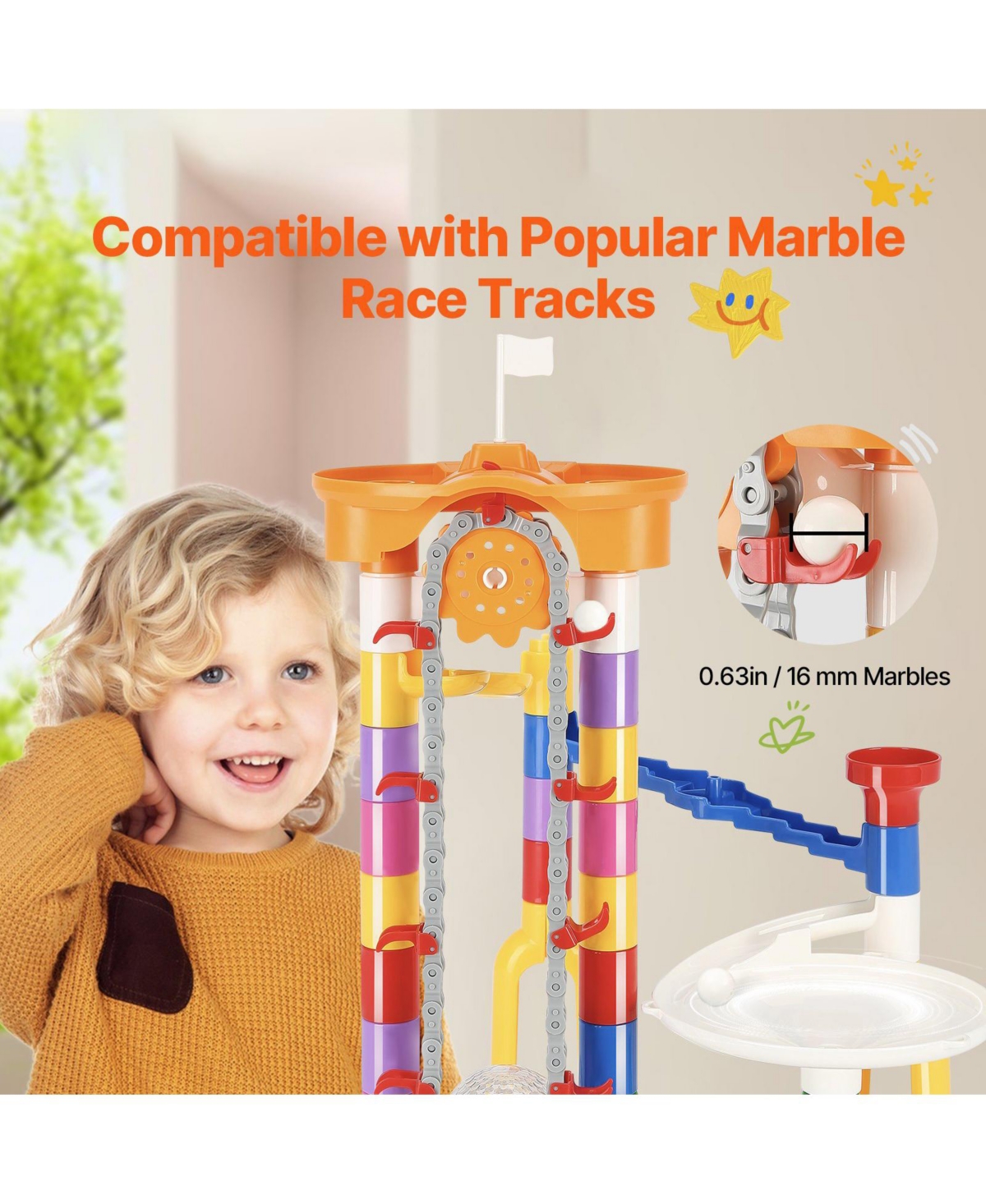 Mecale Marble Run Set, 230-Piece Stem Building Track with Motorized Elevator and Marbles