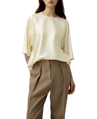 Women's Relaxed Silk Crewneck Blouse