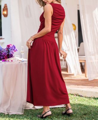 Women's Knit Boatneck Sleeveless Maxi Dress