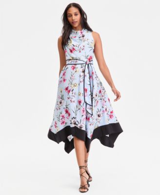 Women's Sleeveless Floral Cowl-Neck Dress