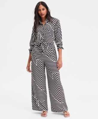 Women's Printed Pull-On Wide-Leg Pants