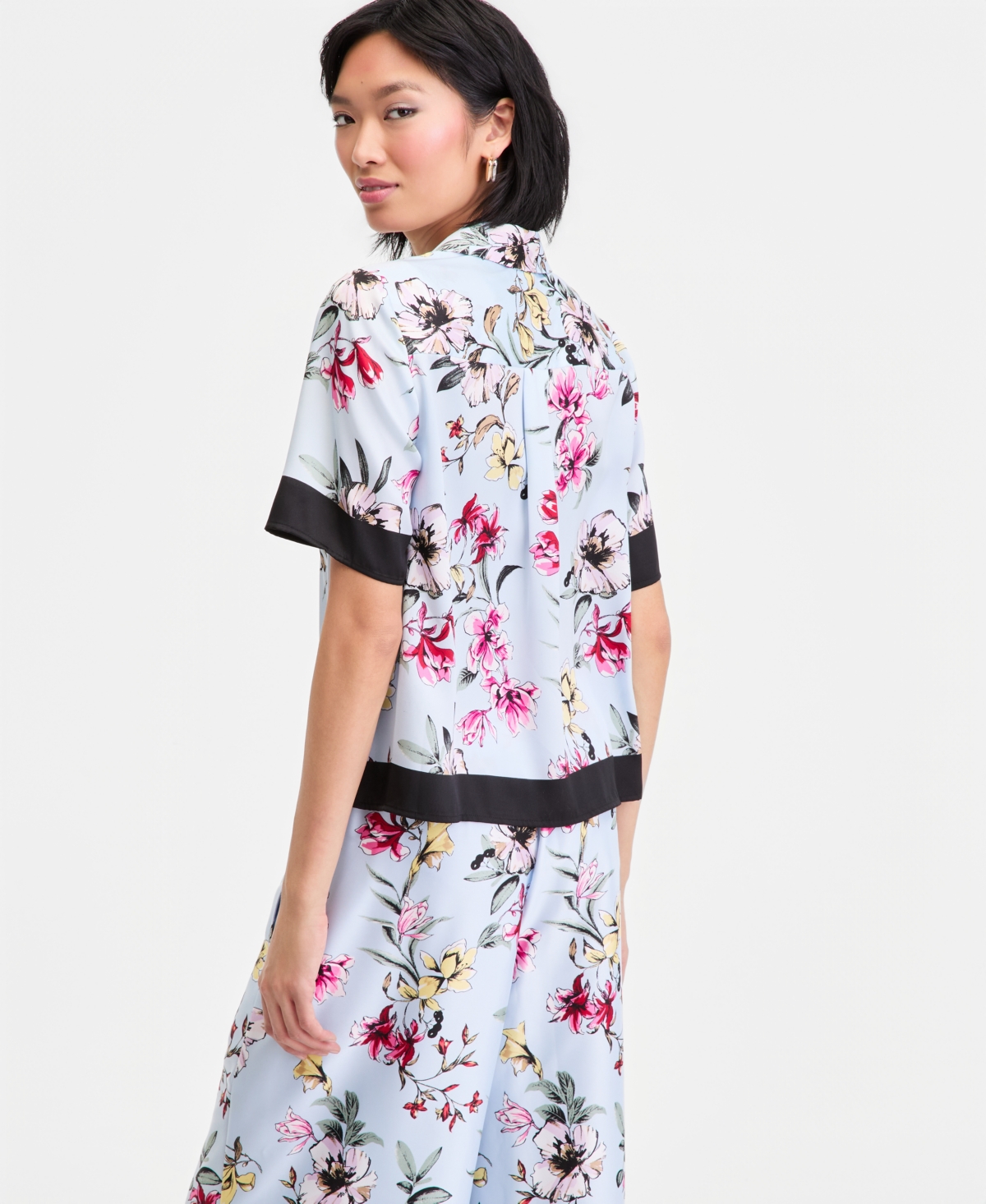 I.n.c. International Concepts Women's Short-Sleeve Printed Button-Down Shirt, Macy's Exclusive
