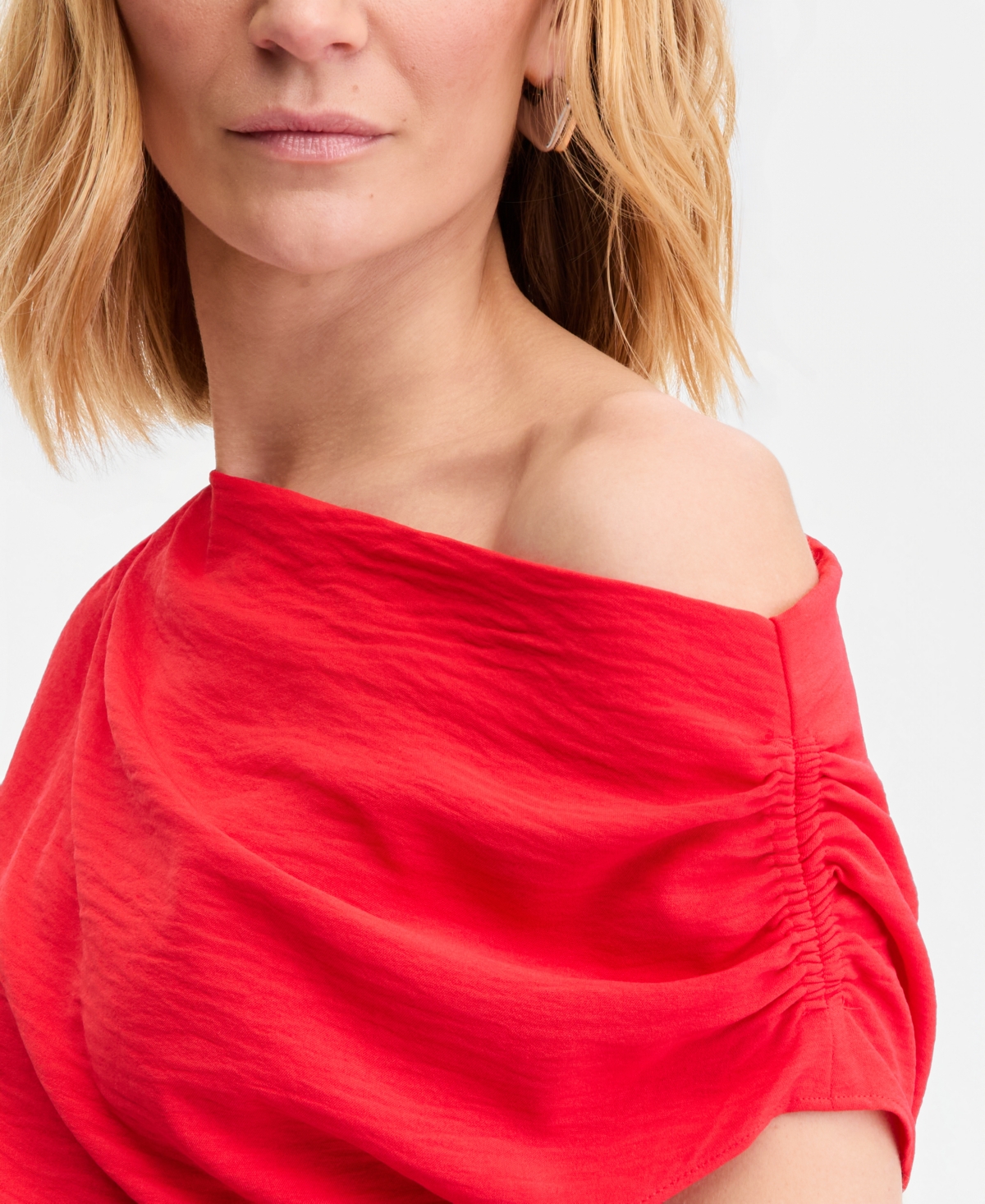 I.n.c. International Concepts Women's Short Sleeve Asymmetric Blouse, Macy's Exclusive