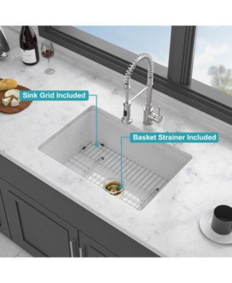 27x19x10inch Dual Mount White Porcelain Fireclay Undermount Single Bowl Deep Rectangular Kitchen Sink