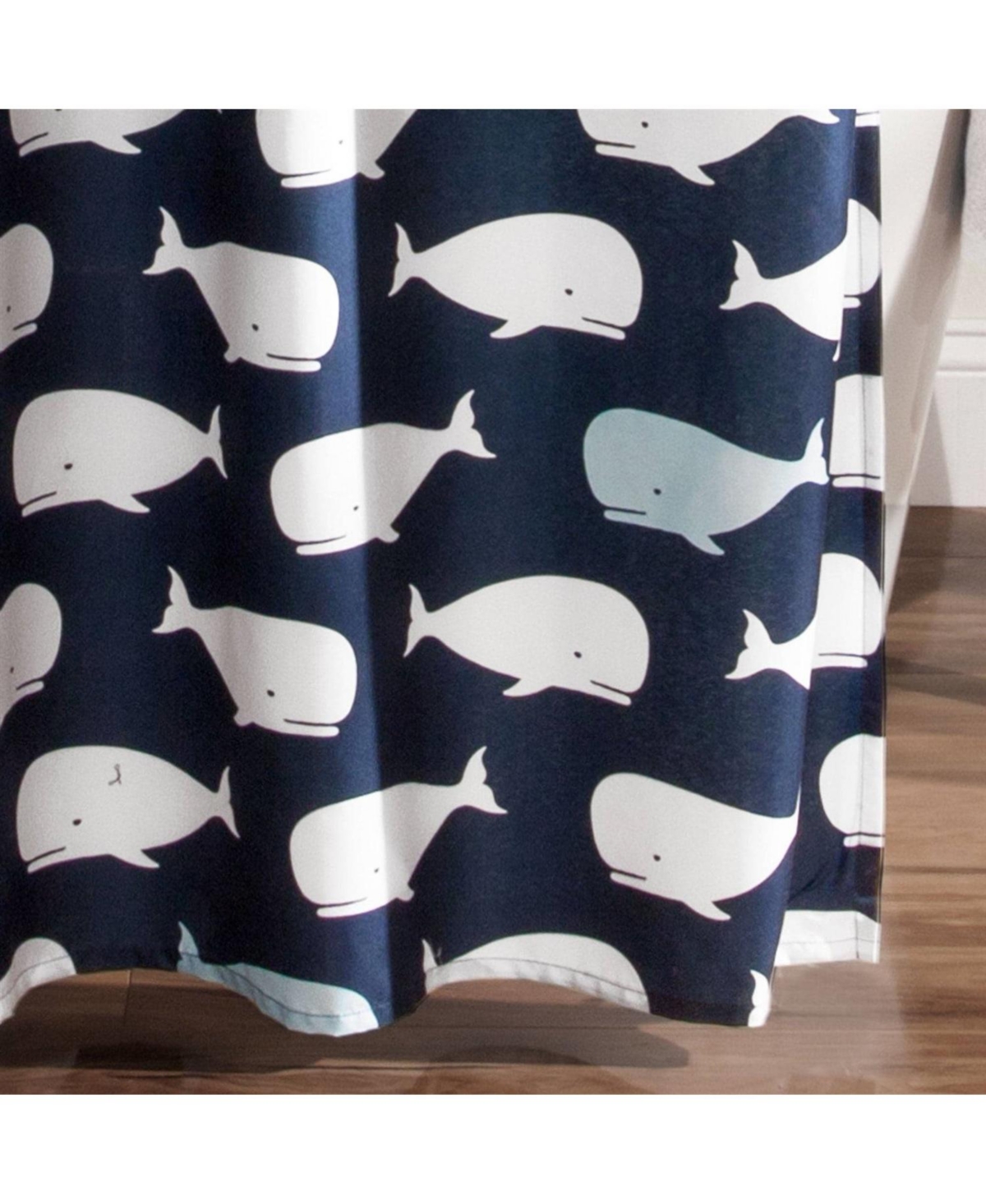 Slickblue 72-inch Navy White Nautical Whales Polyester Shower Curtain