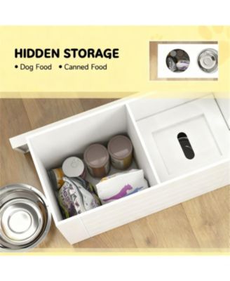 23.6 in. Wide Dog Bowls with Slow Feeder Mat in White