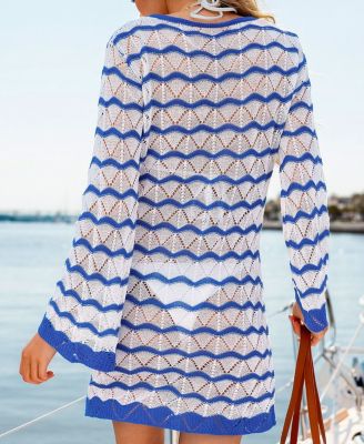 Women's Here & Now Striped Cover-Up Mini Beach Dress