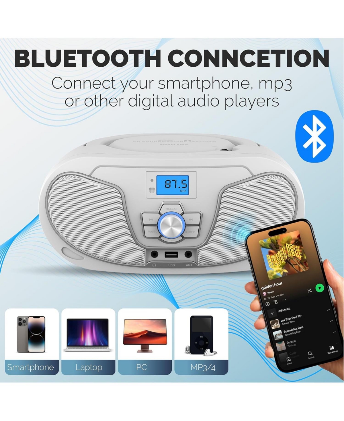 Philips Cd Player Boombox with Bluetooth