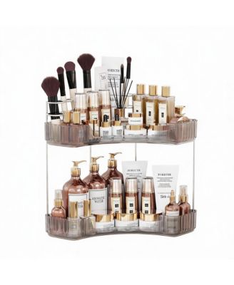 2-Tier Corner Bathroom Organizer with Brush Holders