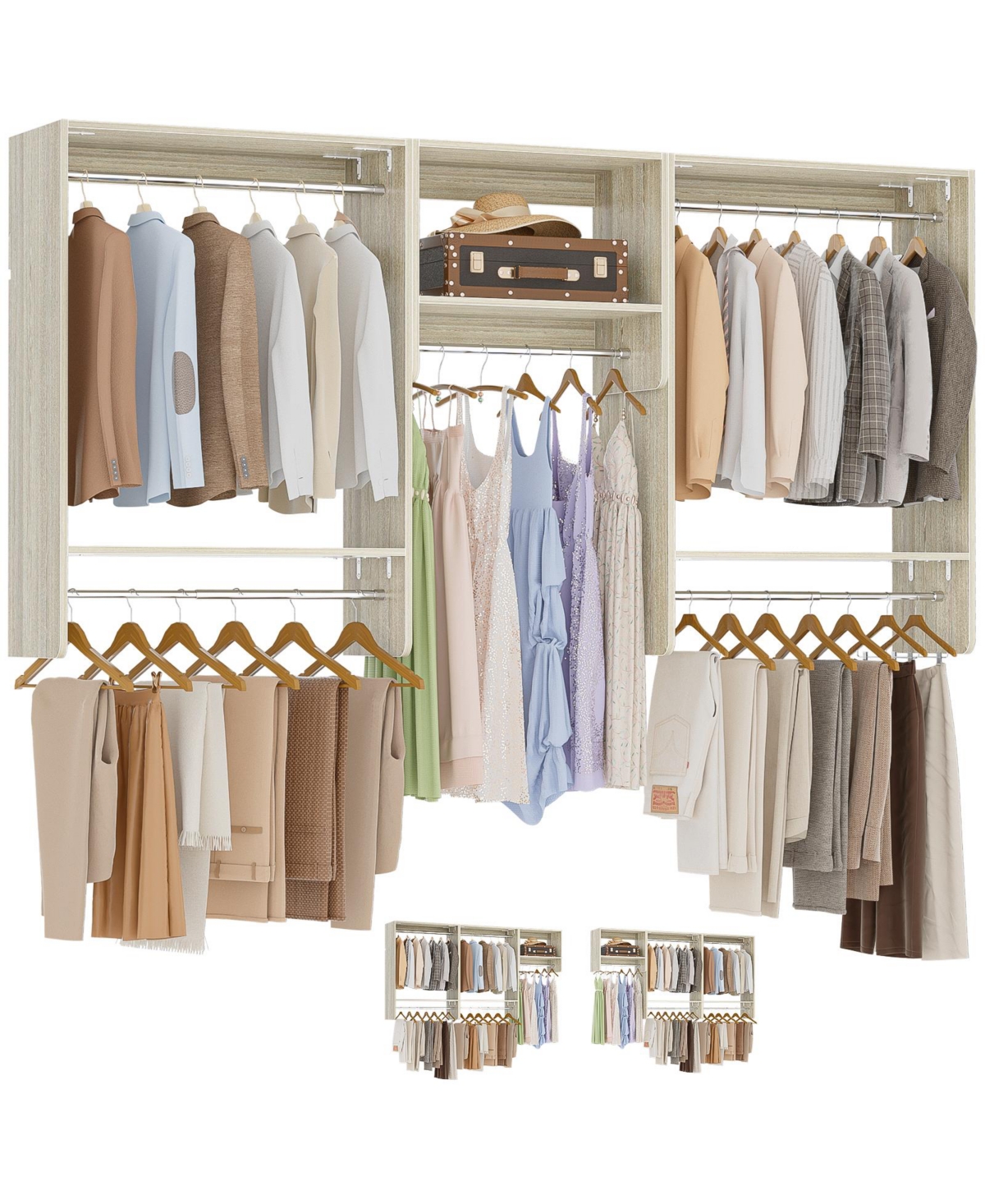 Aheaplus 23.6'' - 94.4'' Hanging Closet System Starter Kit