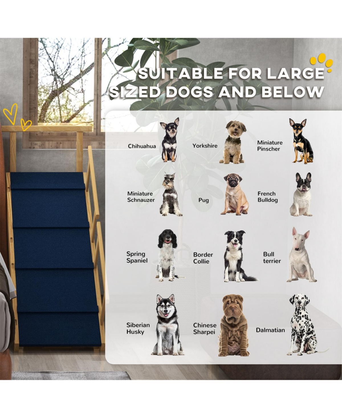 Aostirmotor Dog Stairs with for Small to Large Dogs in Natural