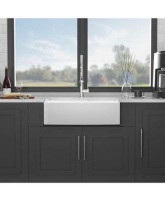 White Ceramic Porcelain 6040 Double Bowl Farmhouse Kitchen Sink with Stainless Steel Accessories