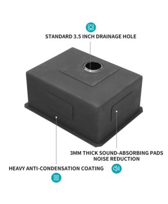 23inch Gunmetal Black Undermount Kitchen Sink 16G T304 Nano Stainless Steel Single Bowl 23x18x10inch 10inch Deep Sink with Full Accessories