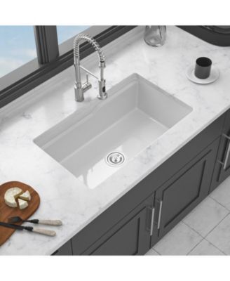 Undermount Workstation Single Bowl Porcelain Fireclay Kitchen Sink Dual Mount White Rectangular Deep Basin