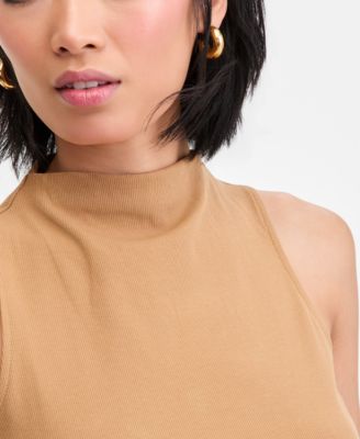 Women's High-Neck Rib-Knit Sleeveless Top