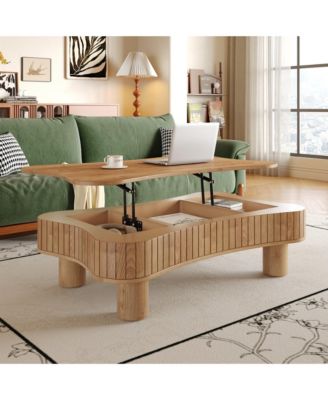 Lift Top Coffee Table for Living Room 42 Inches with Hidden Storage and Silent Hydraulic Lift