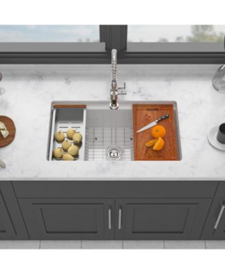 Porcelain Ceramic Single Bowl Dual Mount Undermount Workstation Kitchen Sink