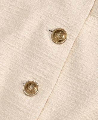 Women's Collarless Cotton Tweed Jacket