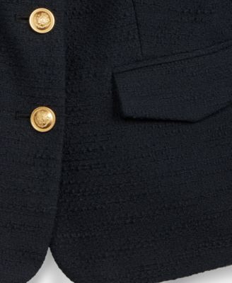 Women's Collarless Cotton Tweed Jacket