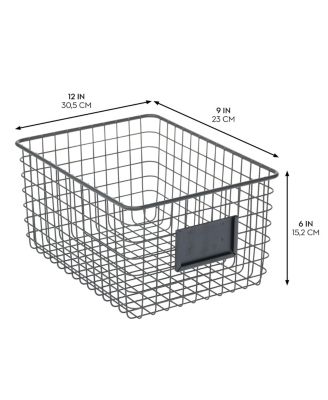 Metal Pantry Basket with Label Plate - Set of 2 - Matte Black