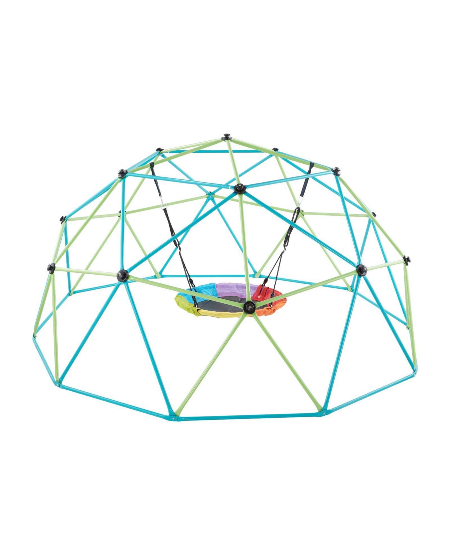 Детская игрушка Slickblue 10 Ft. Geometric Dome Climber with Saucer Swing, 1000 lbs Capacity, Ages 3-8, цвет: Зелёный / Синий — фото 8