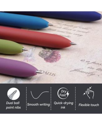5Pcs Gel Pens, 0.5mm Black Ink Pens with Smooth Writing, Quick Dry Aesthetic Pens for Journaling and Note Taking (Retro)