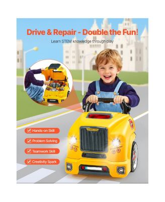 Engine Toy, 60 Pieces, Kids Mechanic Car Repair Set with Removable Parts, Lights and Sounds, Steering Wheel and Horn