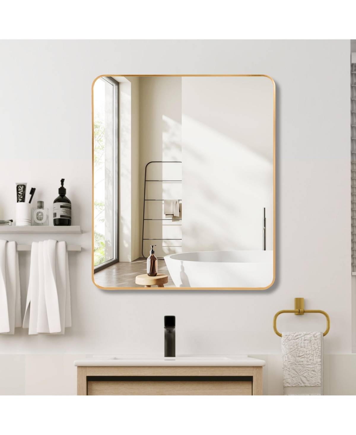 Rainsken 30 "x36" Rectangular Bathroom Mirror, Modern Wall Mounted Vanity Mirror with Shatterproof Film, Hangs Horizontally or Vertically (G