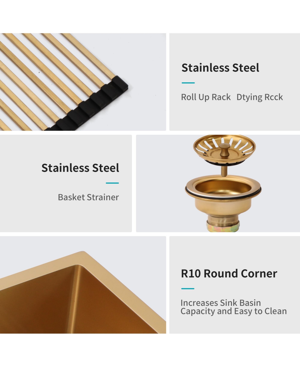 flynama 33x21x10inch Gold Farmhouse Kitchen Sink Stainless Steel Apron Front 16 Gauge