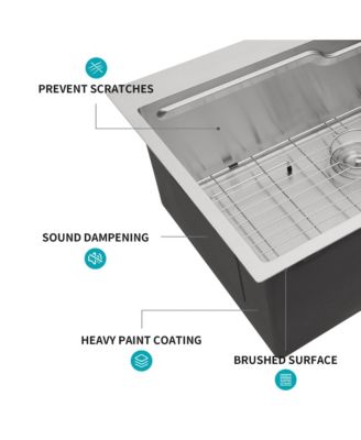 33x22x10 Inch Drop In Kitchen Sink 16 Gauge T304 Stainless Steel Ledge Workstation Single Bowl