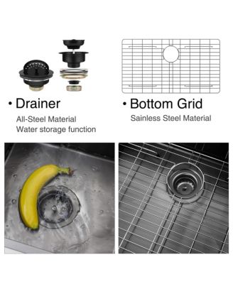 huluwat 33x22x10inch Gunmetal Black Farmhouse Workstation Kitchen Sink All In One Stainless Steel