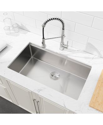 33inch Undermount Dark Gray Multifunctional Flying Rain Waterfall Single Bowl S304 Stainless Steel Handmade Kitchen Sink